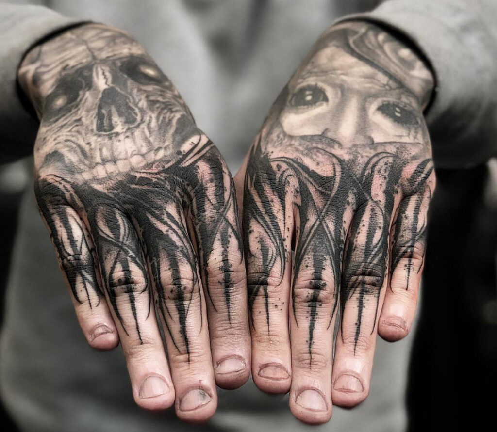 Large hand tattoo for men