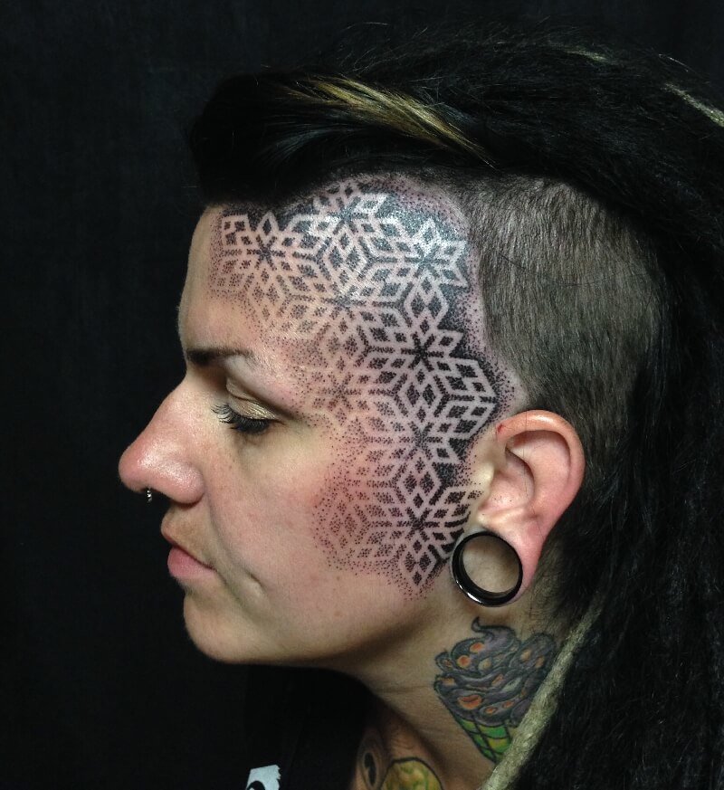 Facial tattoo for women