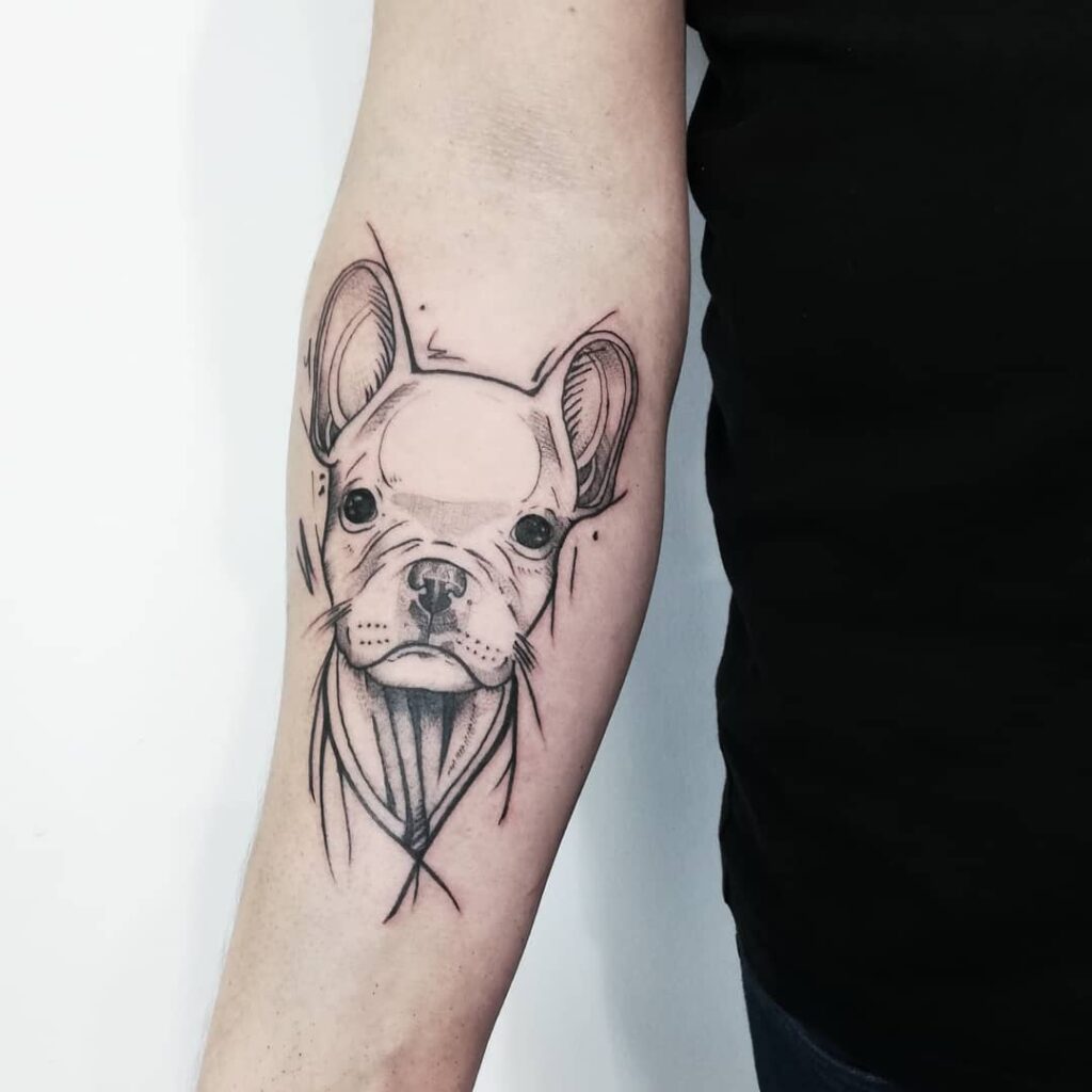 Graphic style tattoo on forearm for men