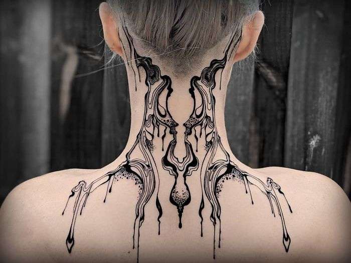 Large neck tattoo for women