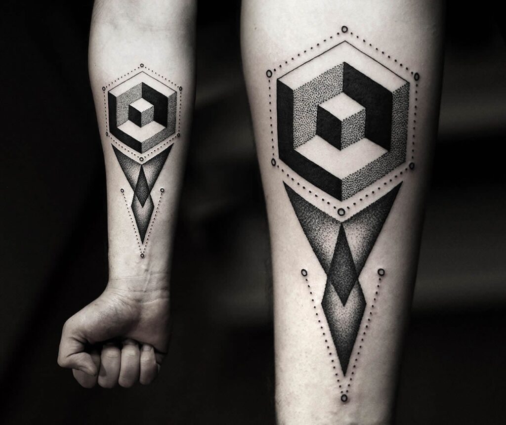 Blackwork tattoo on the forearm for men