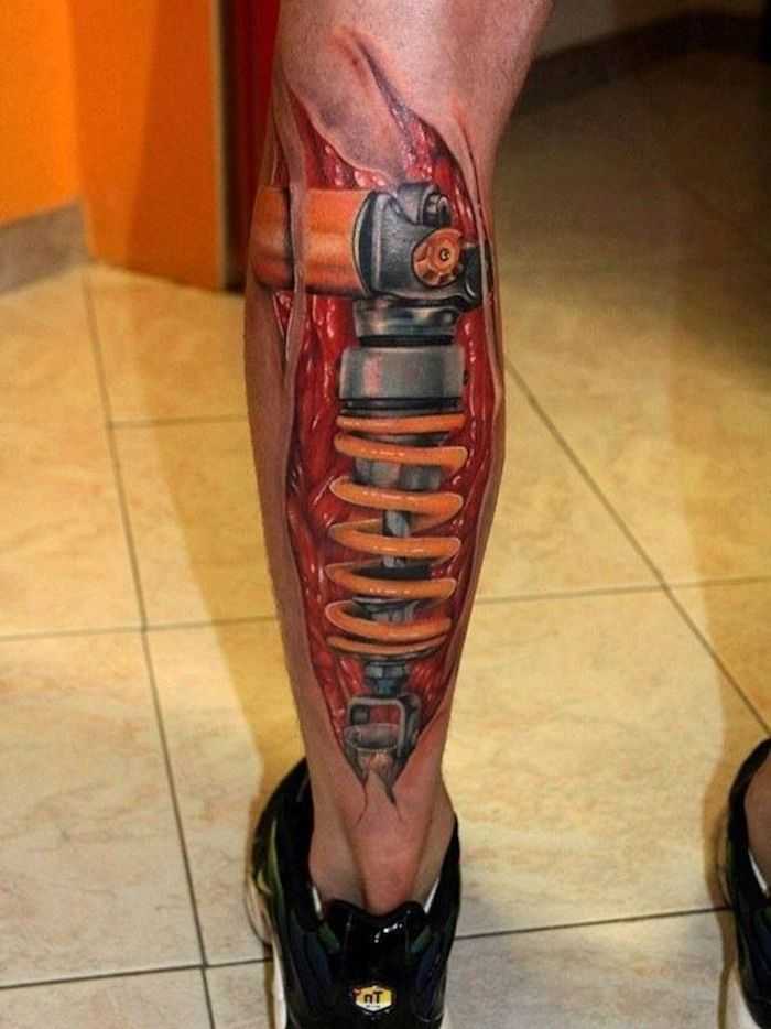 Color calf tattoo for men