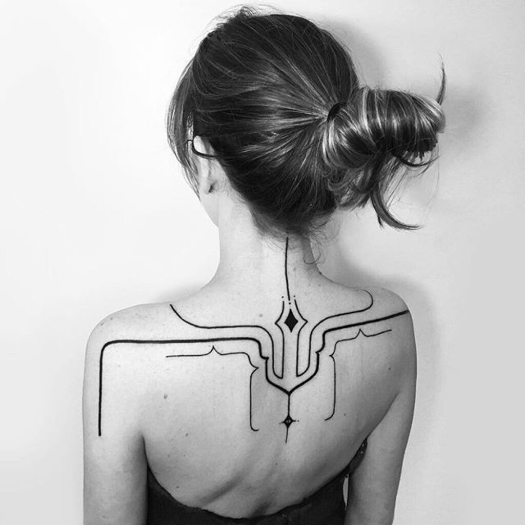 Tattoo on the back for women