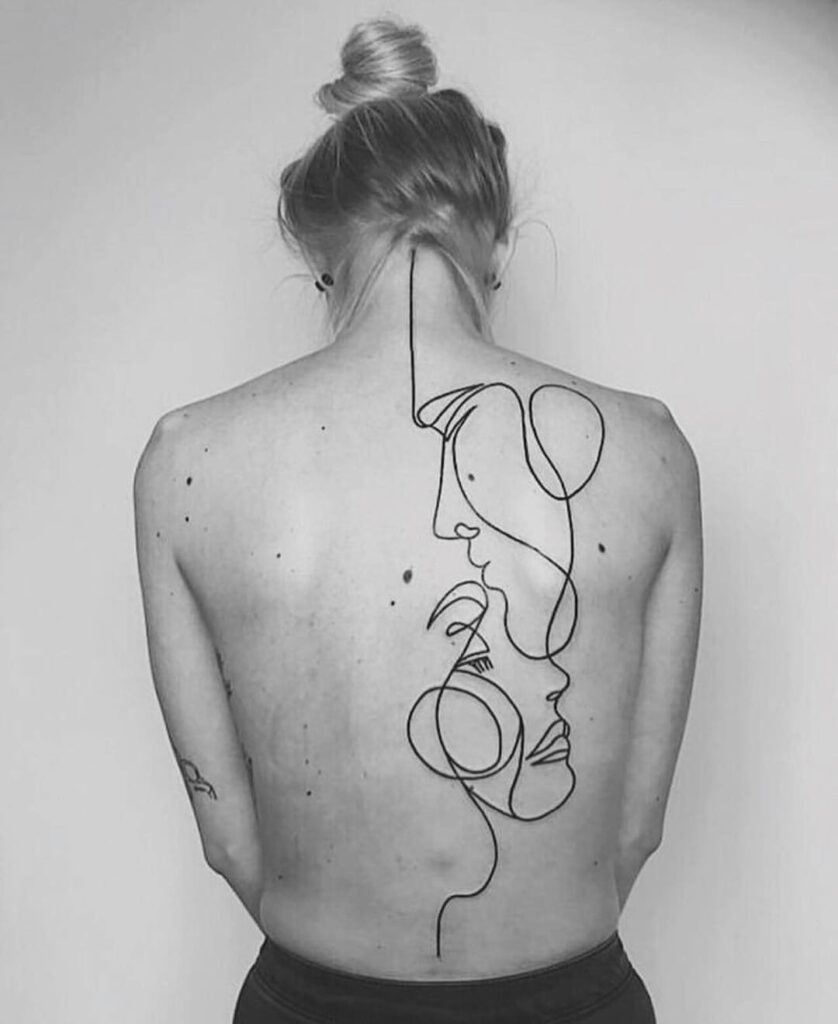 Large tattoo on the back for women