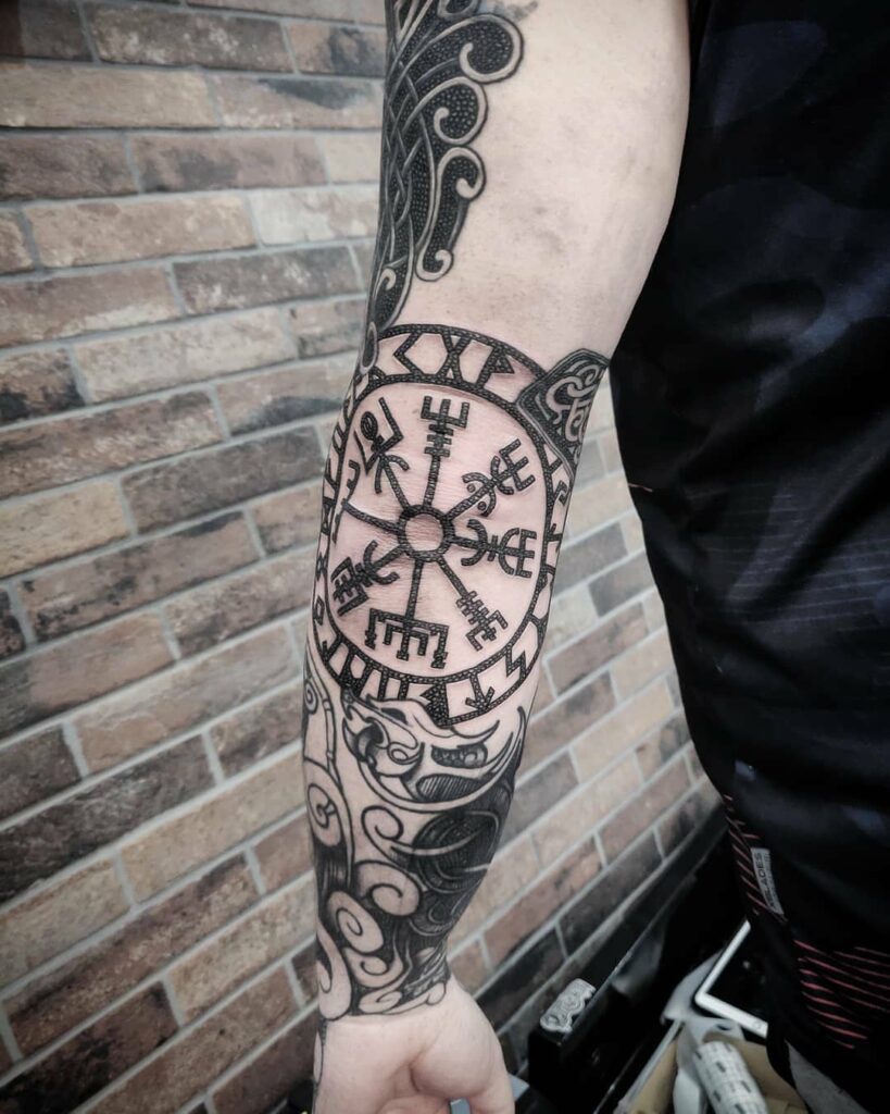 Large elbow tattoo for men