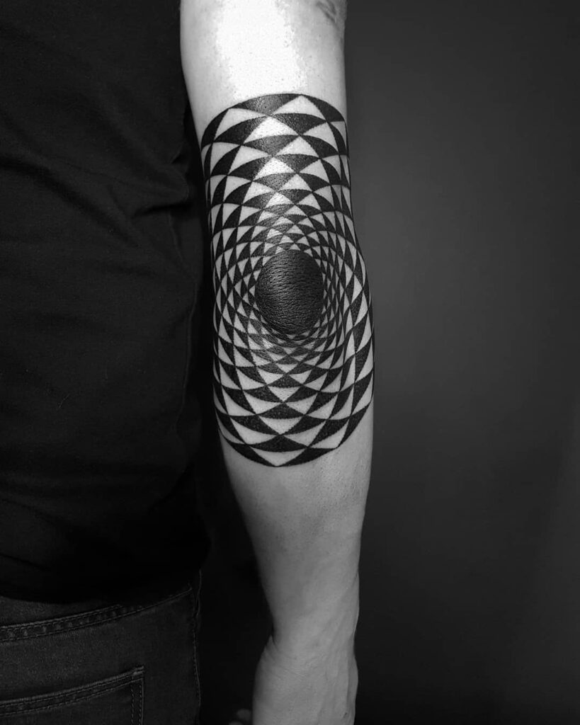 Large elbow tattoo for men