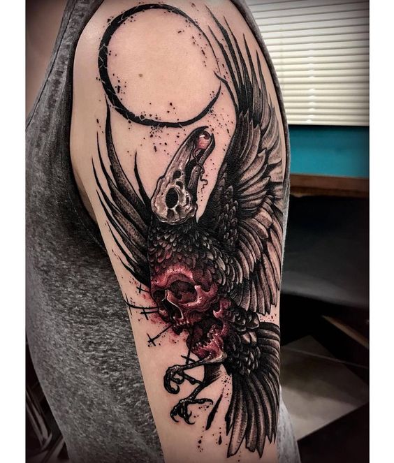 Large tattoo on the shoulder for men