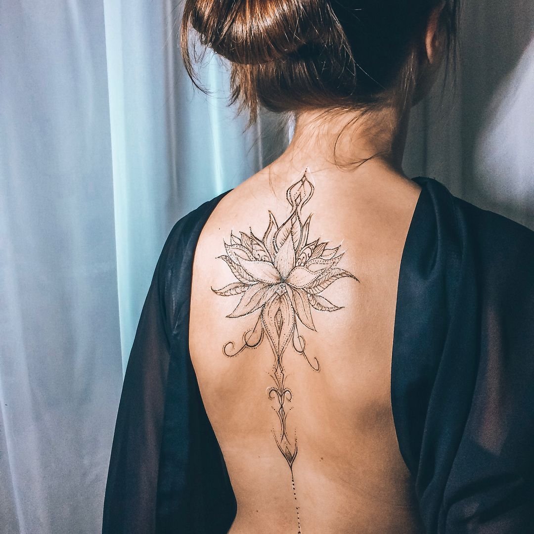 Tattoo on the back for women