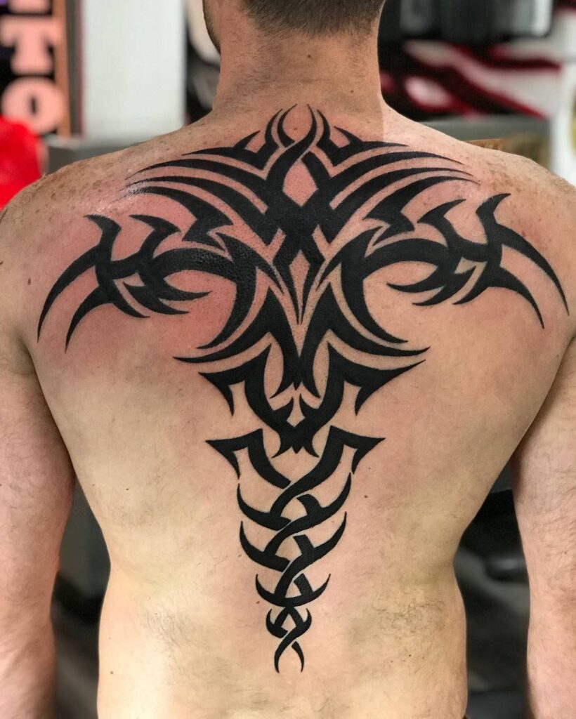 Large tattoo on the back for men