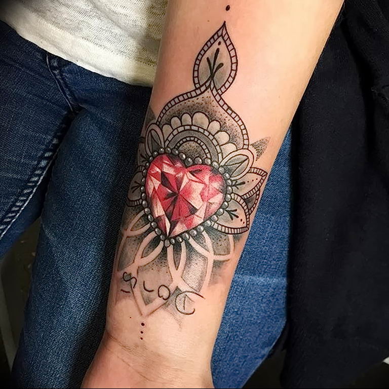 Large tattoo on the forearm for women