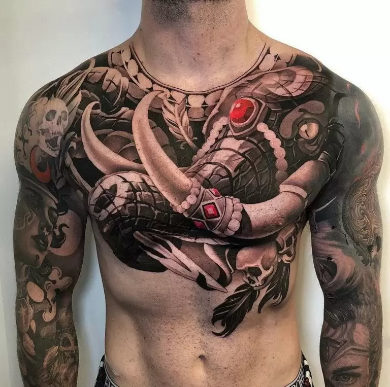 Large chest tattoo for men