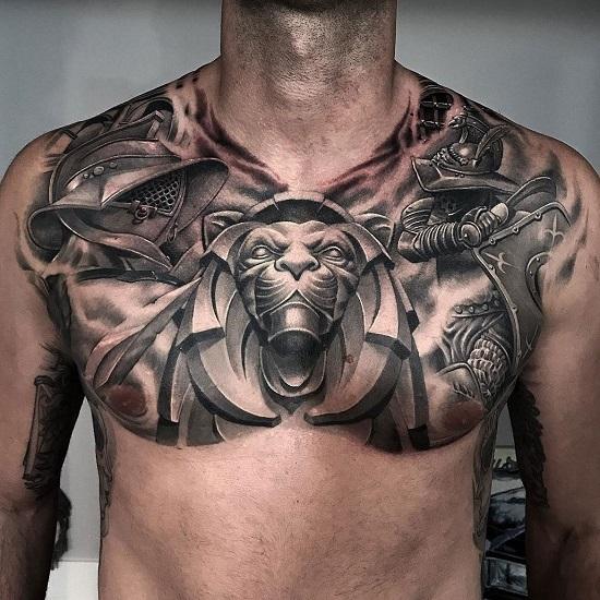 Large chest tattoo for men