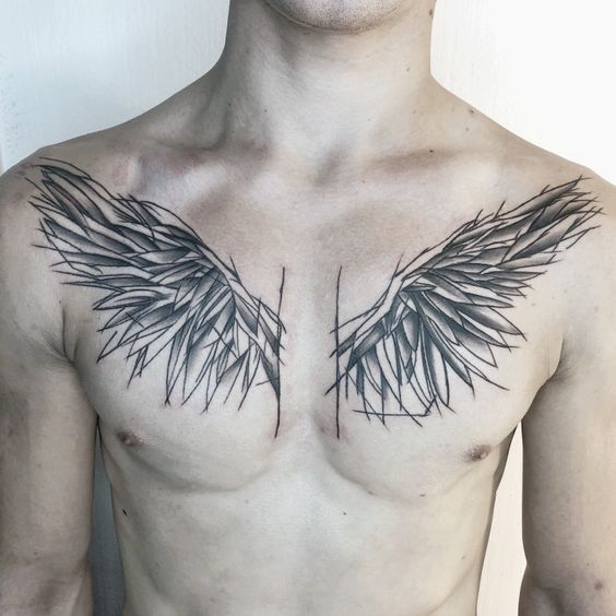 Tattoo of wings on the chest for men