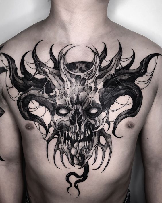 Large chest tattoo for men