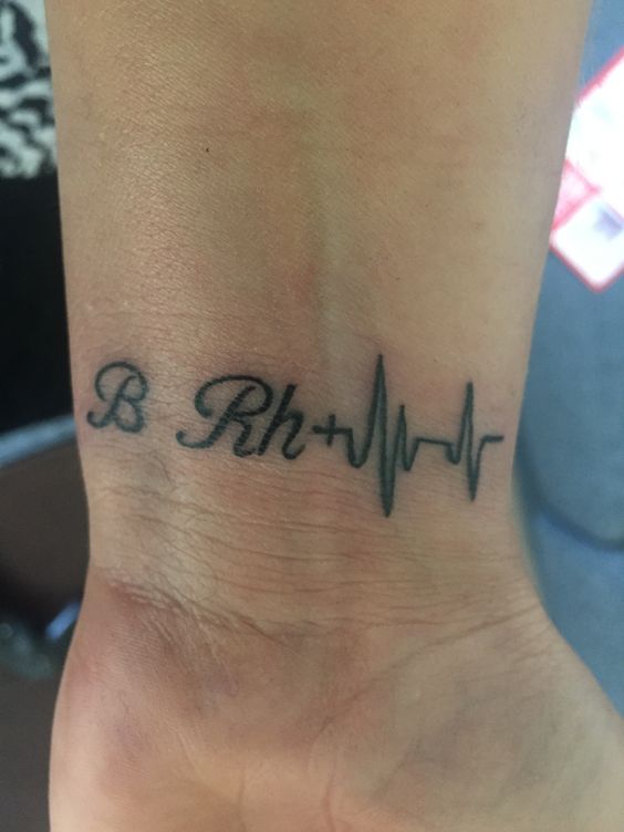 Blood type tattoo on wrist for women