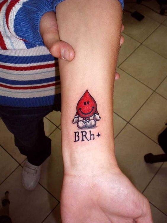 Blood type tattoo on arm for men