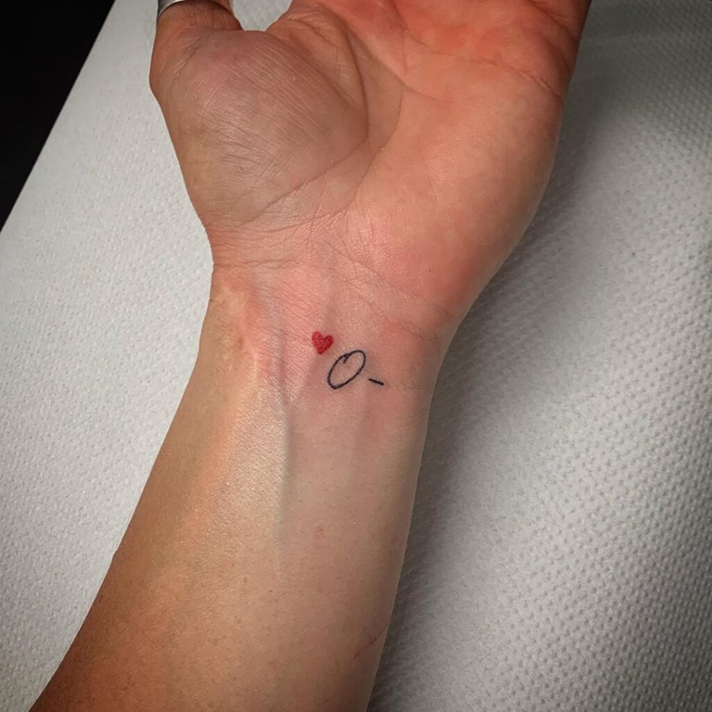 Blood type tattoo on wrist for men