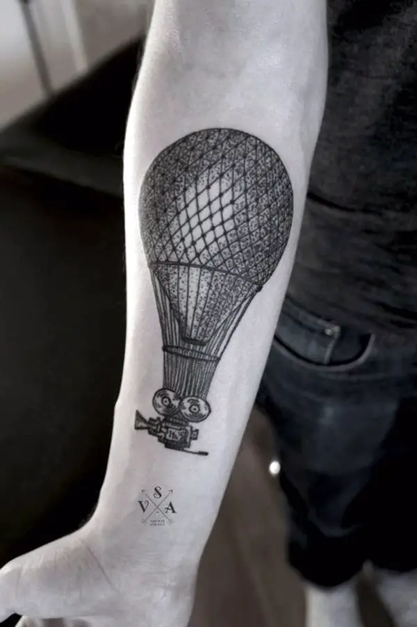 Balloon tattoo on forearm for men