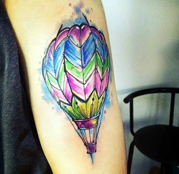 Color balloon tattoo on forearm for men