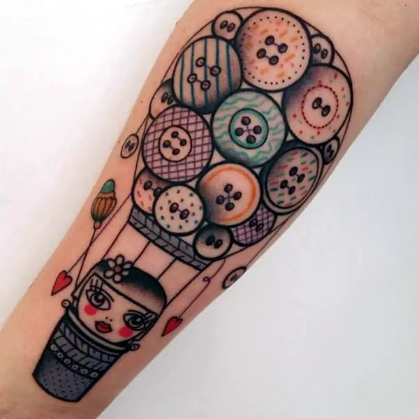 Balloon tattoo on forearm for men