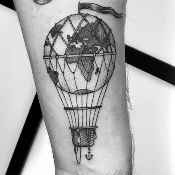 Balloon tattoo on the arm for men