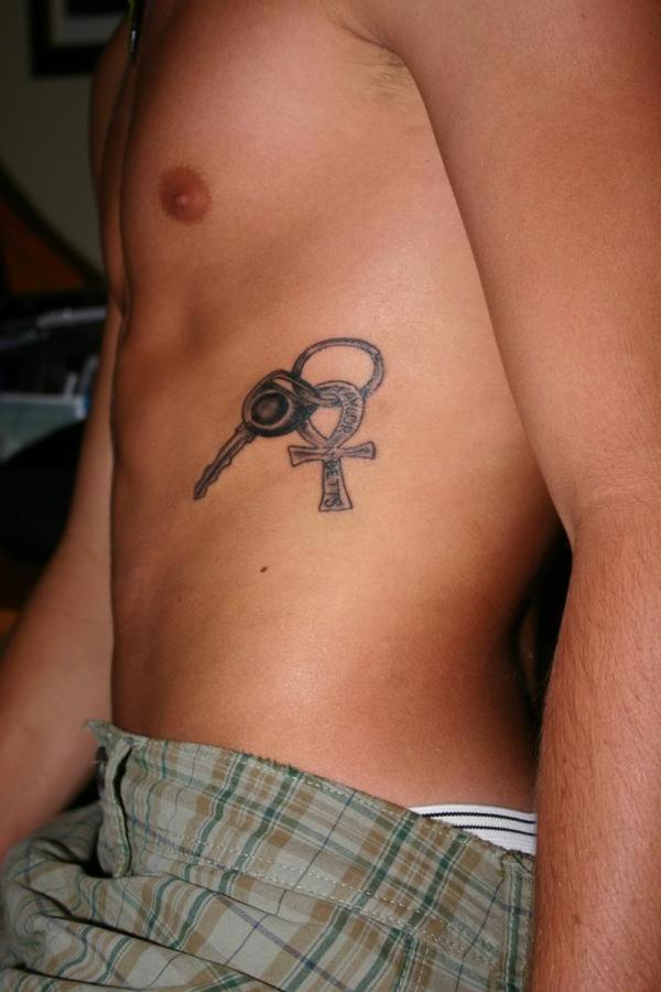 Ankh tattoo on the side for men