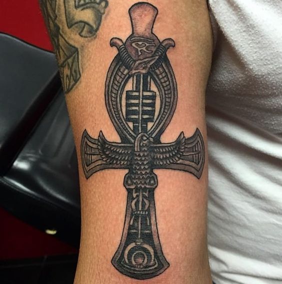 Ankh tattoo on the shoulder for men