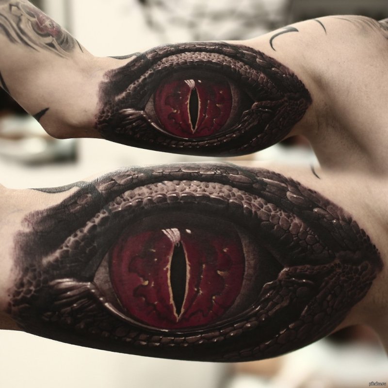 Eye tattoo on arm for men