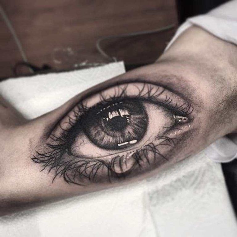 Eye tattoo on arm for men