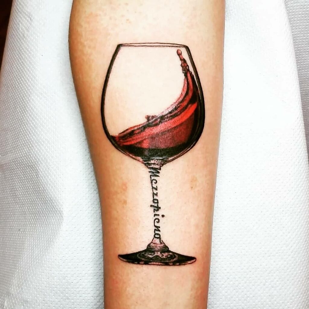 Wine tattoo on forearm for men