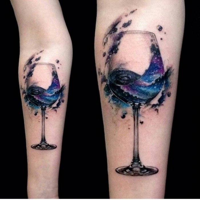 Wine tattoo on forearm for men