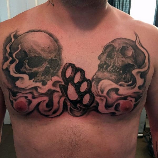 Knuckles tattoo on chest for men