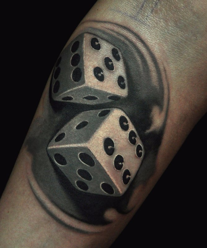 Dice tattoo on forearm for men