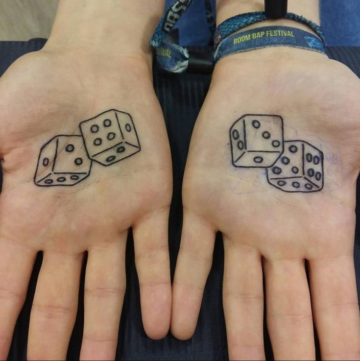 Dice tattoo on palm for men