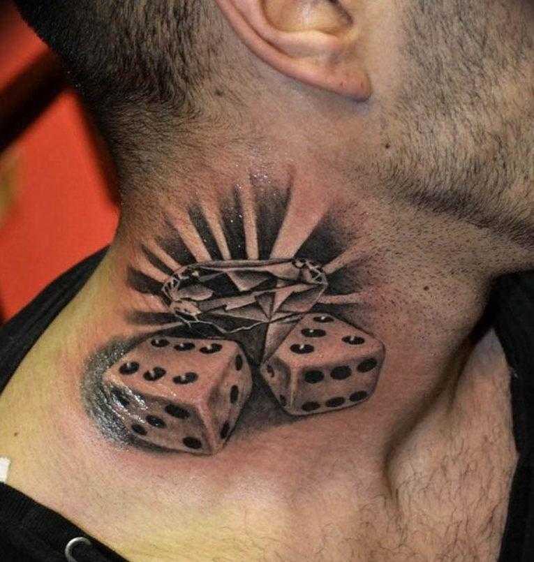 Dice tattoo on neck for men