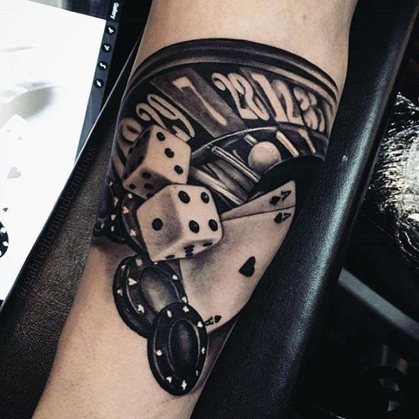 Dice tattoo on the arm for men