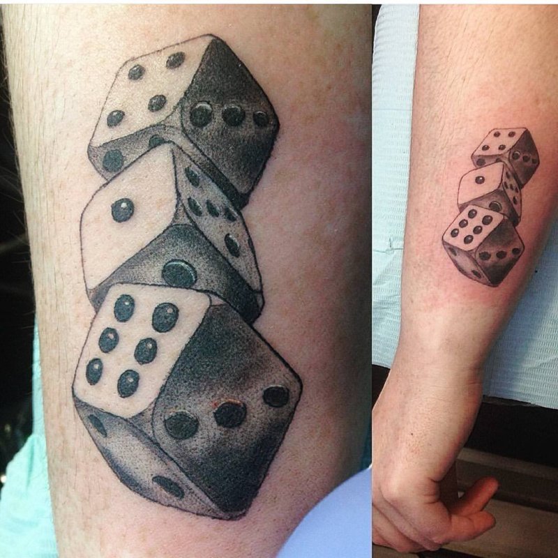 Dice tattoo on forearm for women