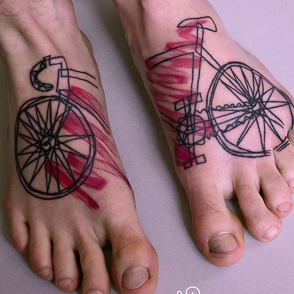 Bicycle tattoo on ankle for men