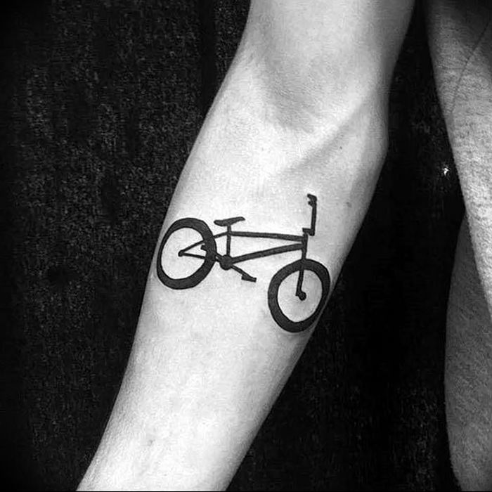 Bicycle tattoo on forearm for men