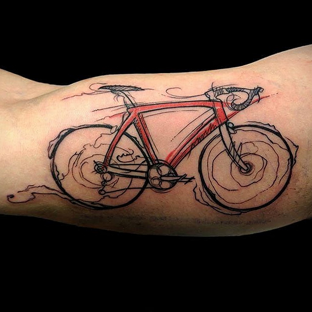 Bicycle tattoo on arm for men