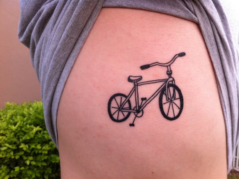 Bicycle tattoo on the side for men