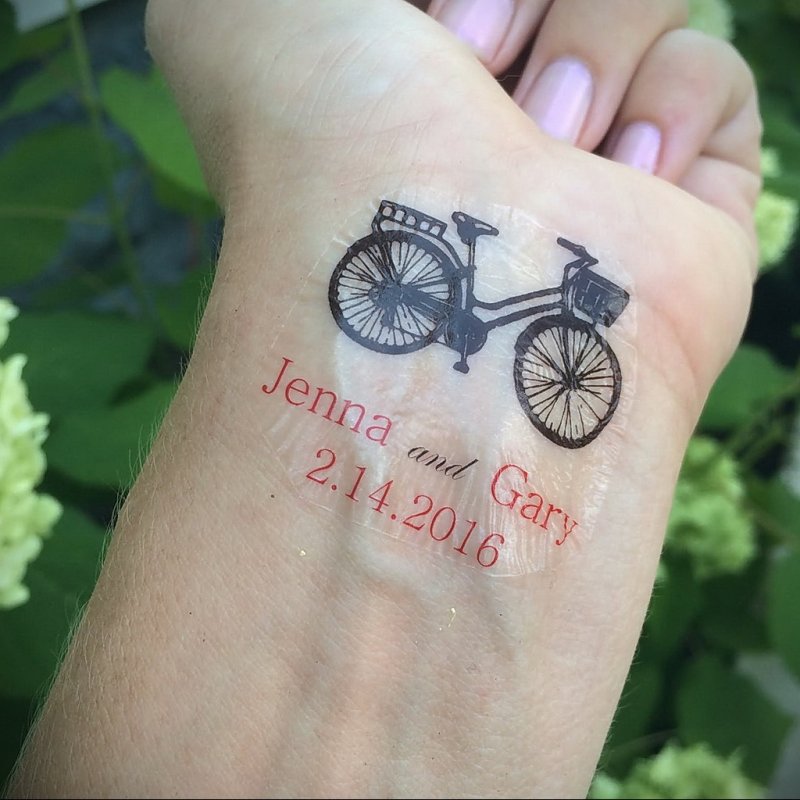 Bicycle tattoo on wrist for women