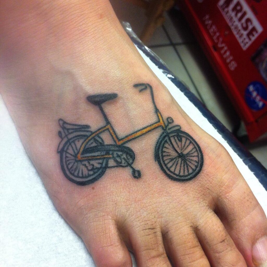 Bicycle tattoo on ankle for women