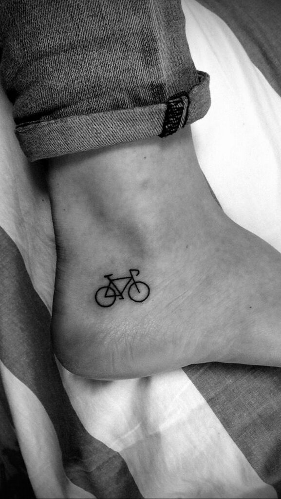 Bicycle tattoo on leg for men