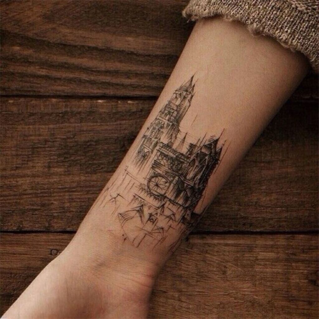 City tattoo on forearm for women