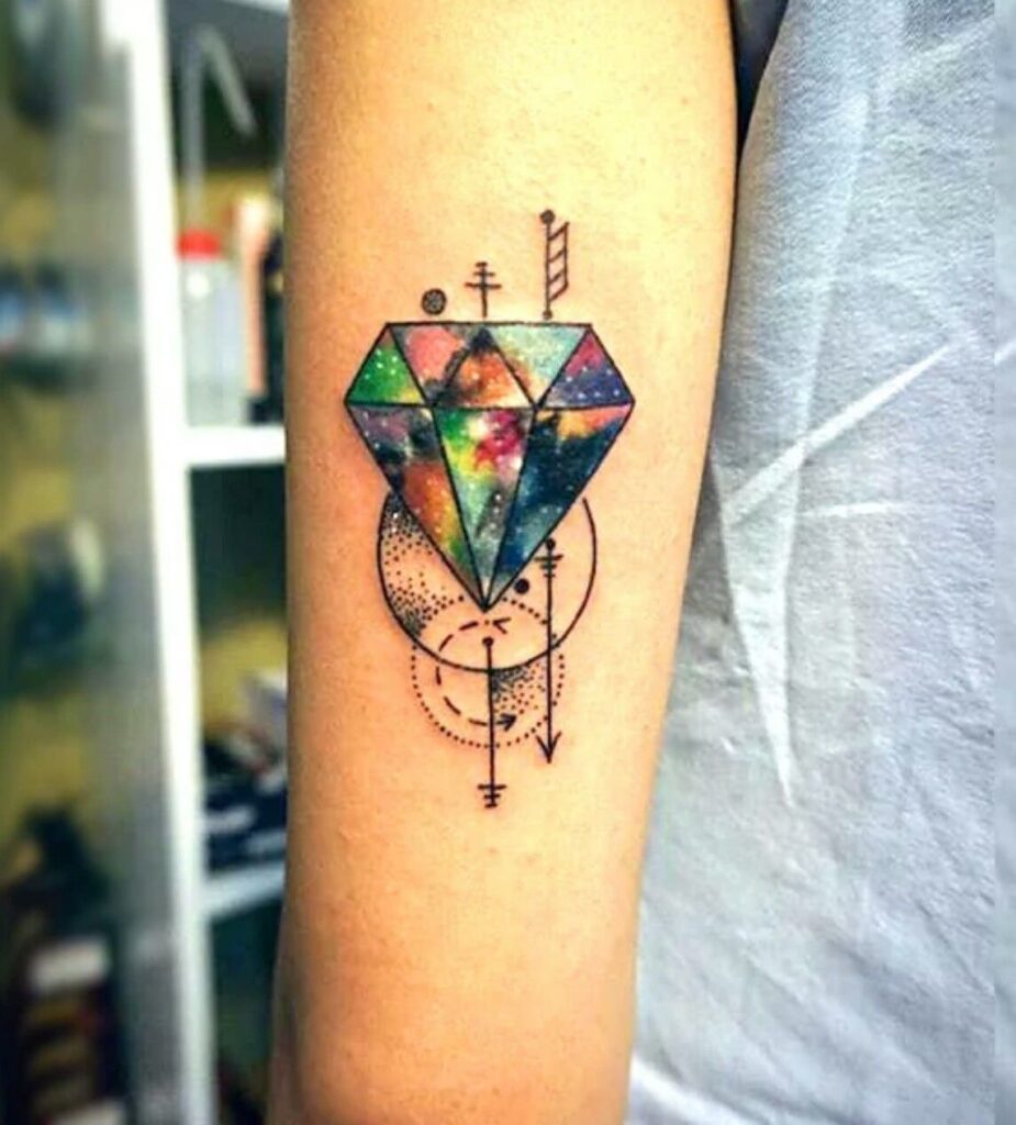 Diamond tattoo on the shoulder for women