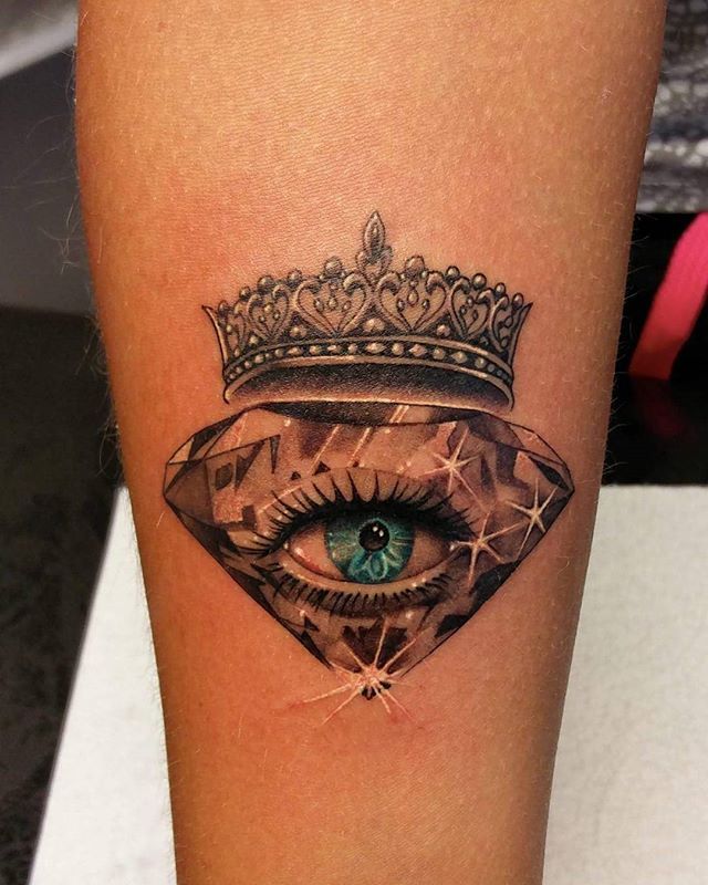 Diamond tattoo on forearm for women