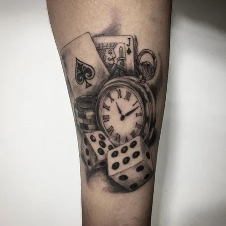 Dice tattoo on the arm for men