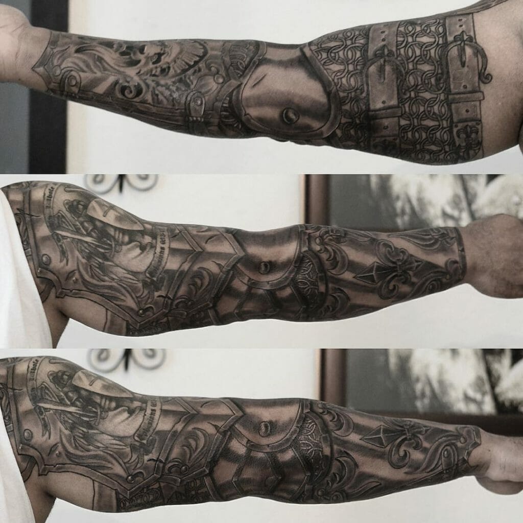 Armor tattoo on arm for men