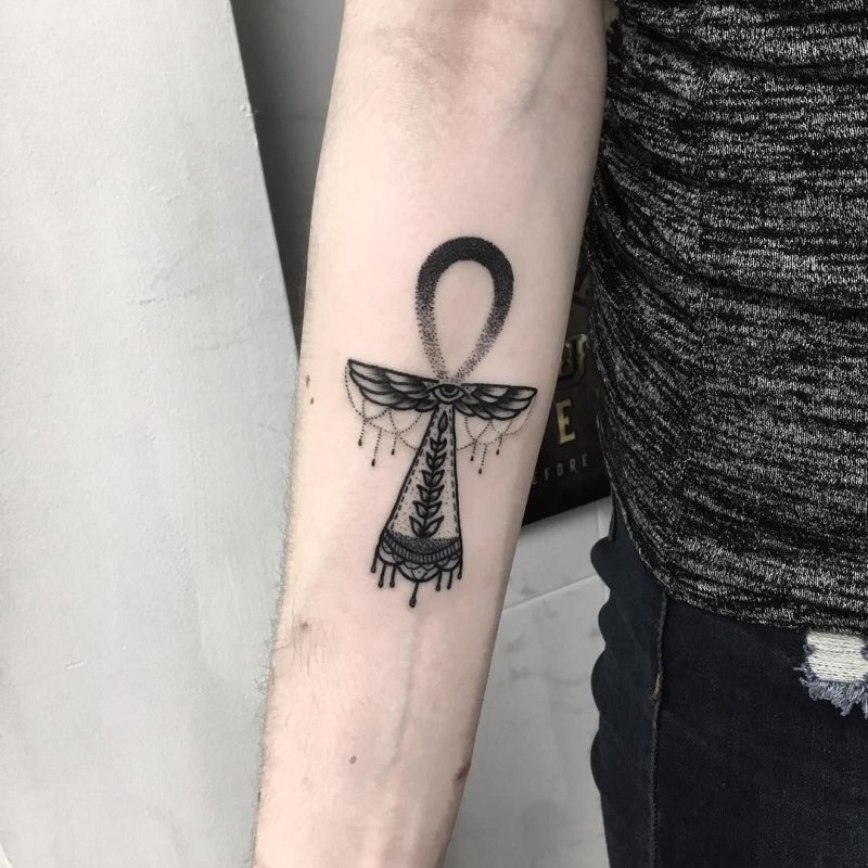 Ankh tattoo on forearm for men